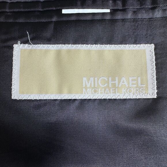 $298 MICHAEL KORS Mens Blazer 42L Sport Coat 2-Button Jacket Stretch WOOL Black - Picture 11 of 12